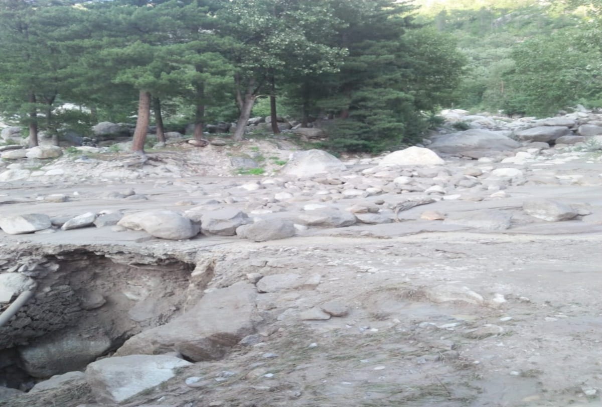apple Gardens and bridge ruined in flood in kinnaur himachal