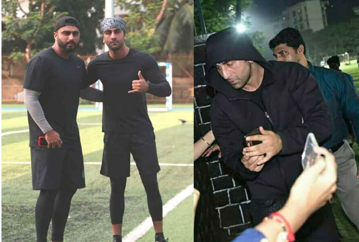 ranbir kapoort and arjun kapoor met in a football match photos