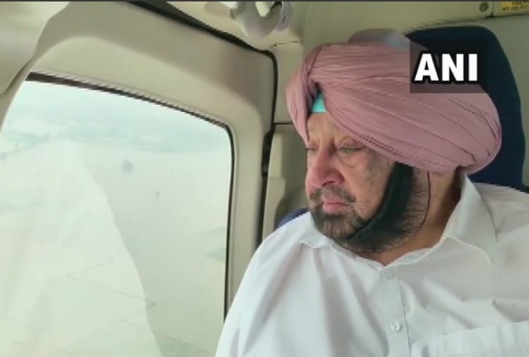 Punjab Chief Minister Captain Amarinder Singh conducts aerial survey of flood affected areas