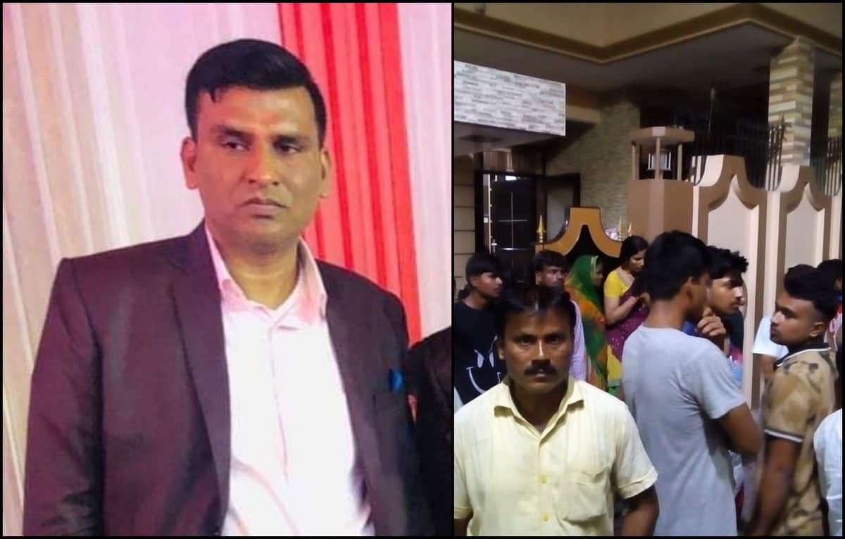 व्यवसायी (फाइल फोटो) और घटनास्थल पर लगी भीड़।