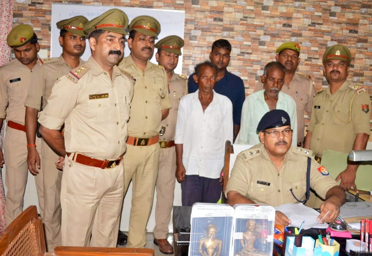 sculptures recovered, two arrested