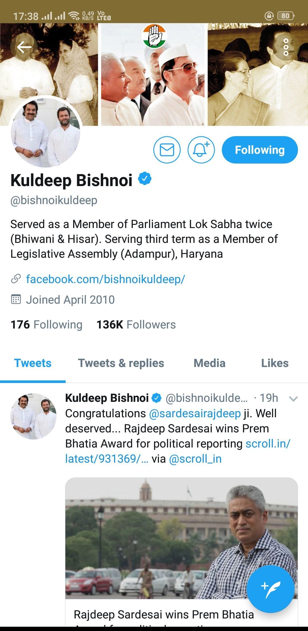 kuldeep bishnoi, who tweeted at 8 am, remainded silent all day long