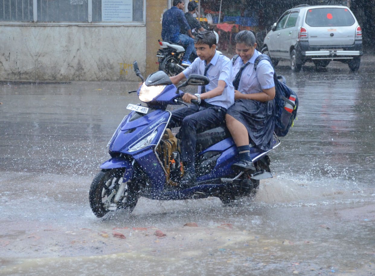 Jhajjam rain, city streets and moalings filled with water