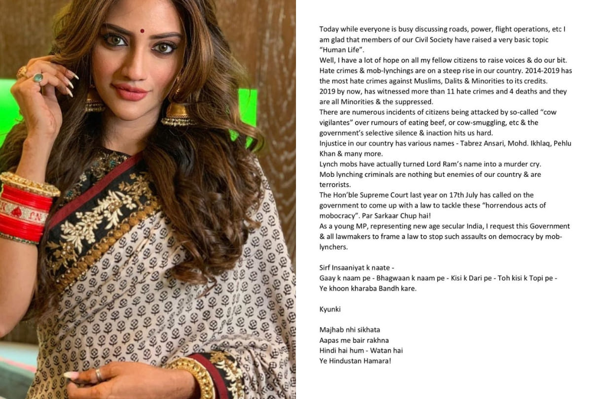 Nusrat Jahan reaction on On Open Letter To PM Modi Over Mob Lynching Case