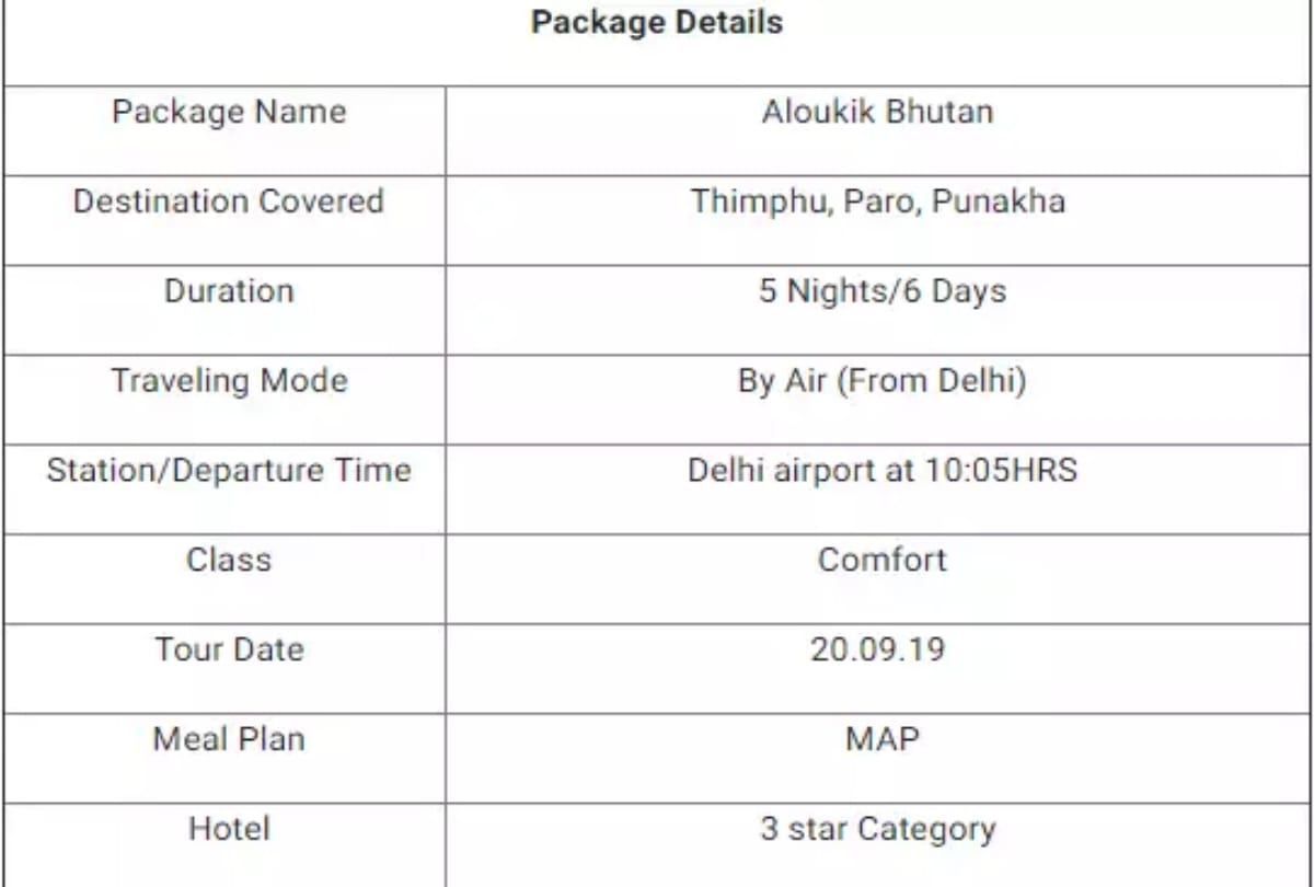 irtctc bhutan aulokik tour package from delhi for 5 days
