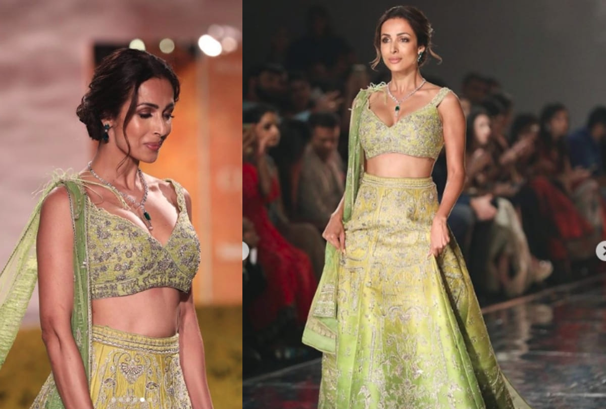 indian couture week 2019 malaika arora look stunning in sulakshana monga designer lehenga