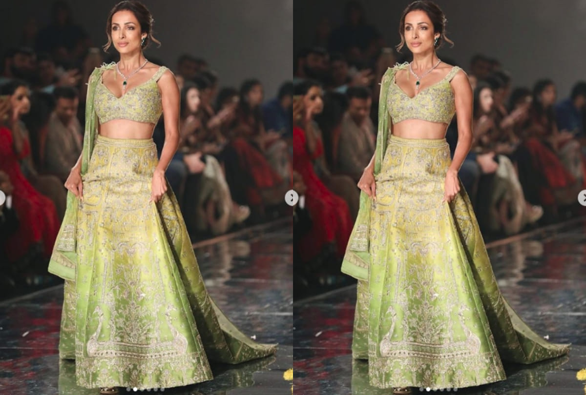 indian couture week 2019 malaika arora look stunning in sulakshana monga designer lehenga
