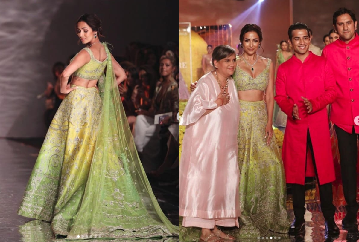 indian couture week 2019 malaika arora look stunning in sulakshana monga designer lehenga