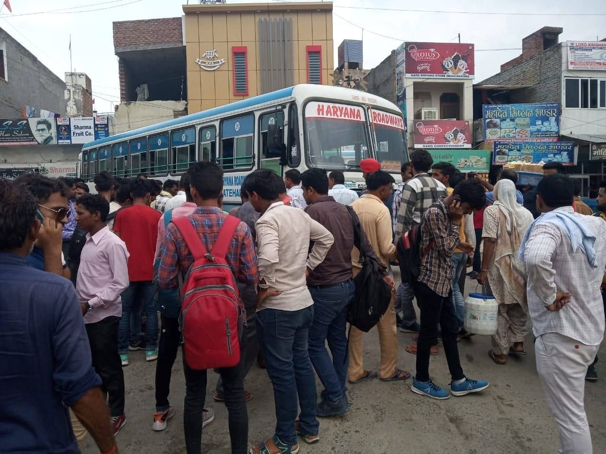 roadways bus trample women death on the spot