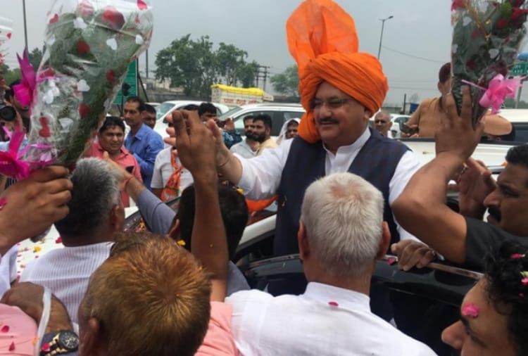 BJP, Haryana Assembly Elections 2019, JP Nadda Warm Welcome in Rohtak by Party Workers
