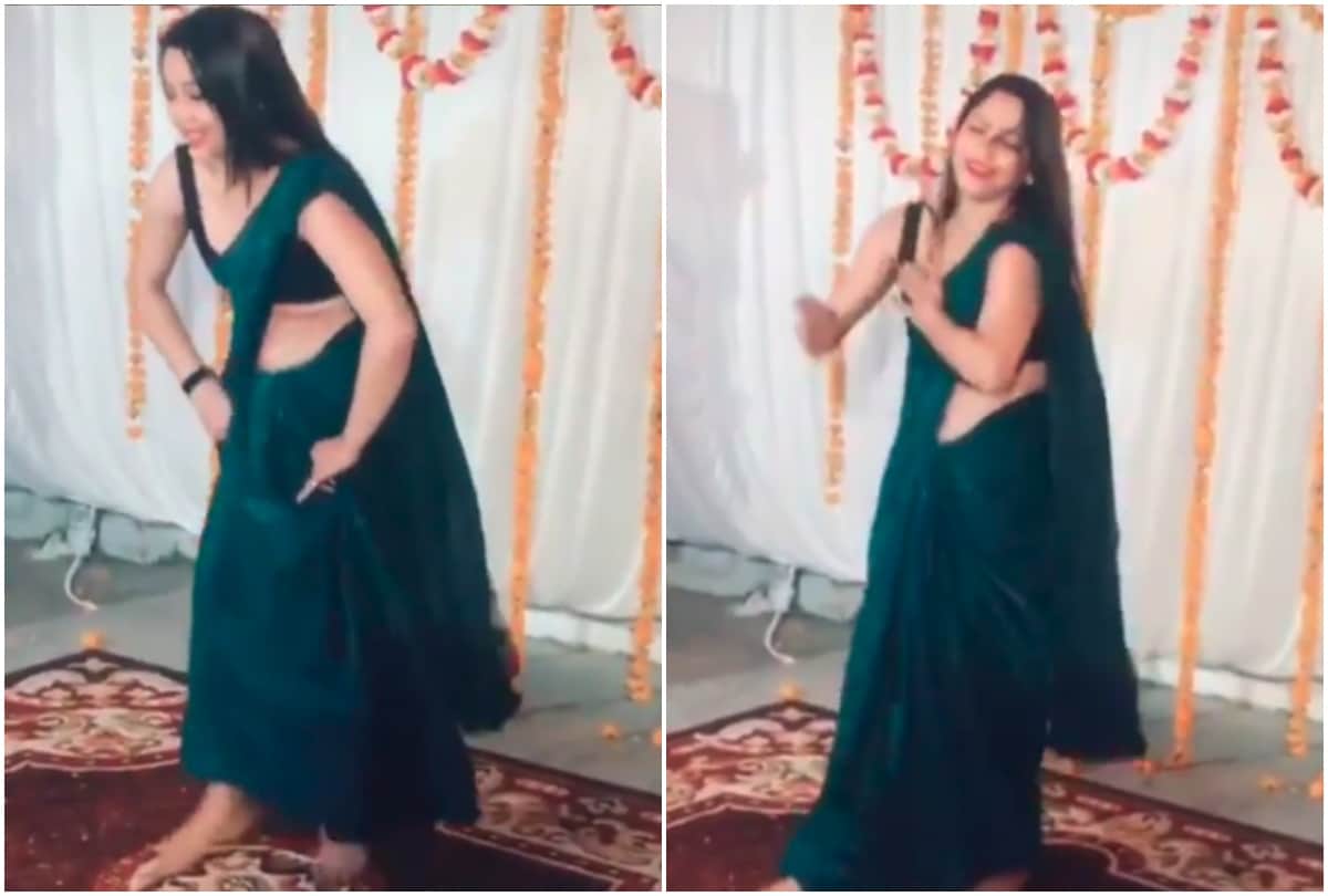yellow saree officer dance video viral on sapna choudhary song