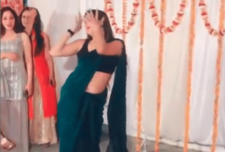 yellow saree officer dance video viral on sapna choudhary song