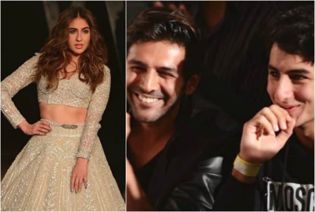 sara ali khan ramp walk during a fashion show kartik and ibrahim clapping for her