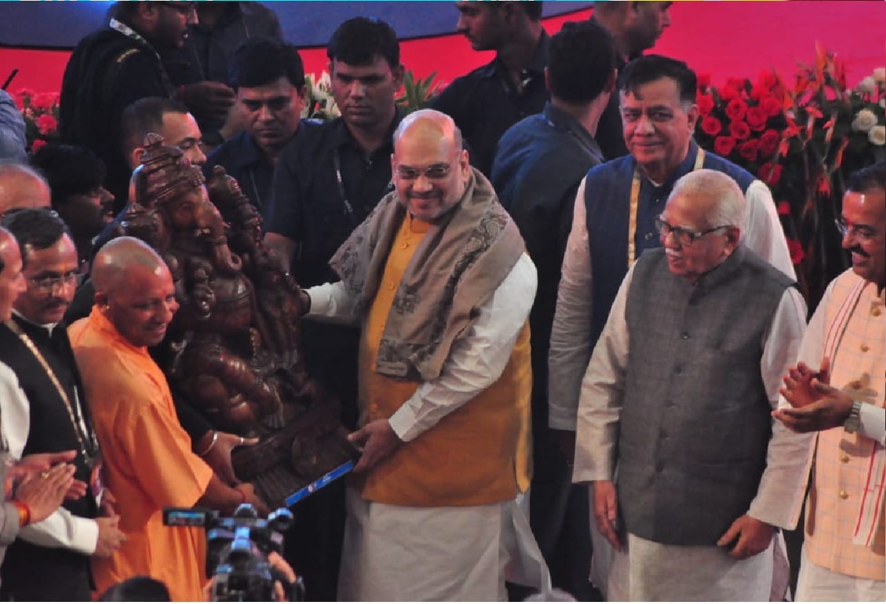 amit shah in lucknow to participate Ground Breaking ceremony