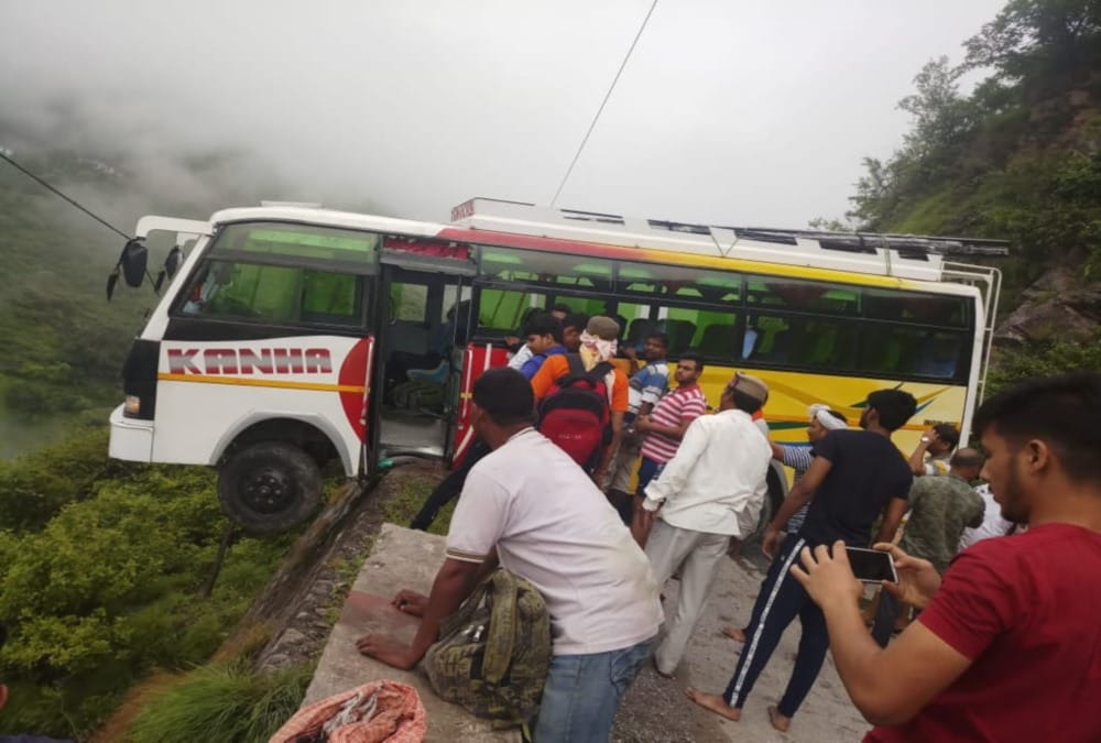 Bus Rolled into ditch during save overspeed car on badrinath highway
