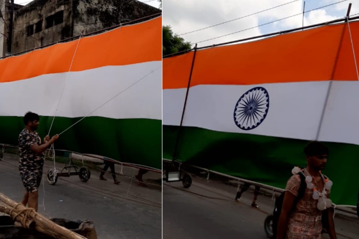 shivbhakt from Bulandshahr paying tribute to martyrs with 401 feet long tiranga kawad