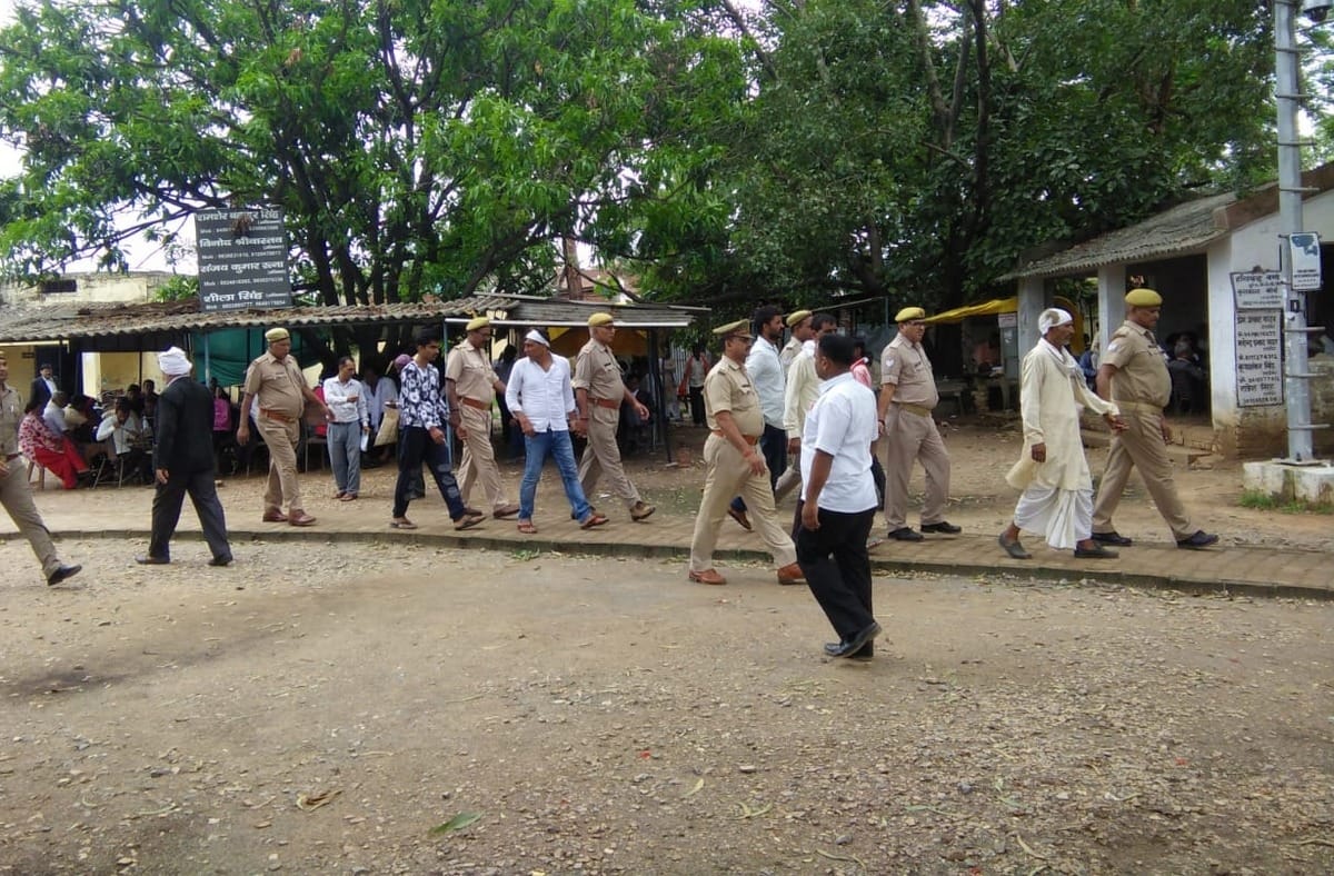 Sonbhadra police maintain security in village and court for accused
