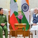 प्रधानमंत्री नरेंद्र मोदी के साथ मुलाकात के दौरान म्यांमार के कमांडर-इन-चीफ वरिष्ठ जनरल मिन आंग हलिंग