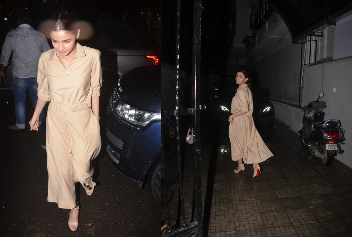Alia Bhatt looks pretty in knee length beige dress