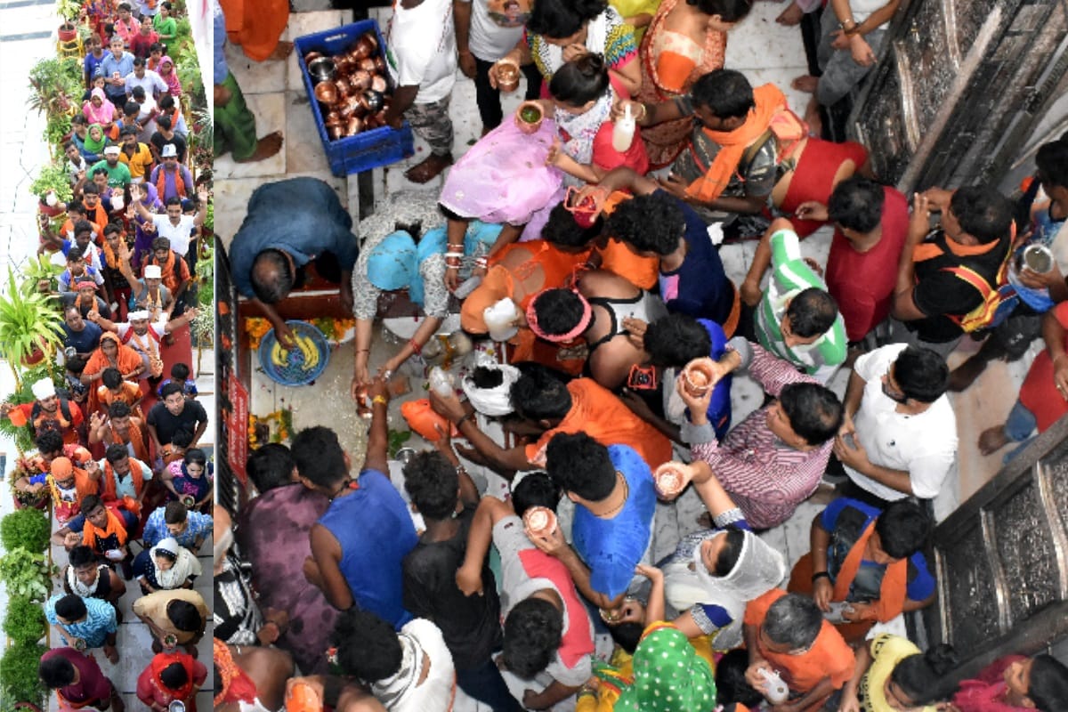 Kanwar Yatra:  shivbhakt worship in Baba Aughardnath Temple on maha shivratri in Meerut