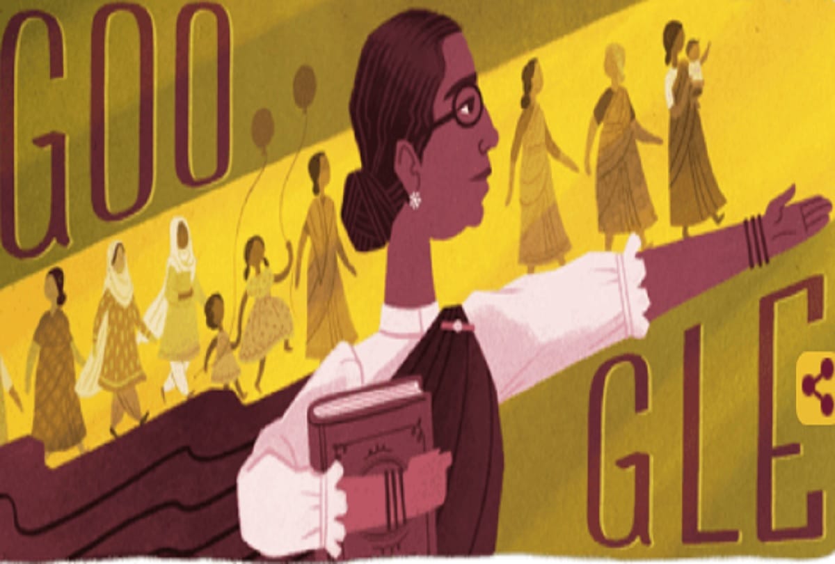 Google created doodle on 133rd birthday of India's first woman MLA Muthulakshmi Reddi
