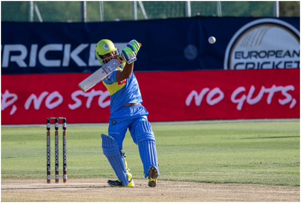 ECL 2019 Ahmad Nabi smash century in 28 balls against cluj cricket club for dreux cricket club