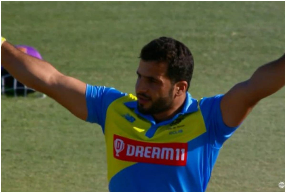 ECL 2019 Ahmad Nabi smash century in 28 balls against cluj cricket club for dreux cricket club