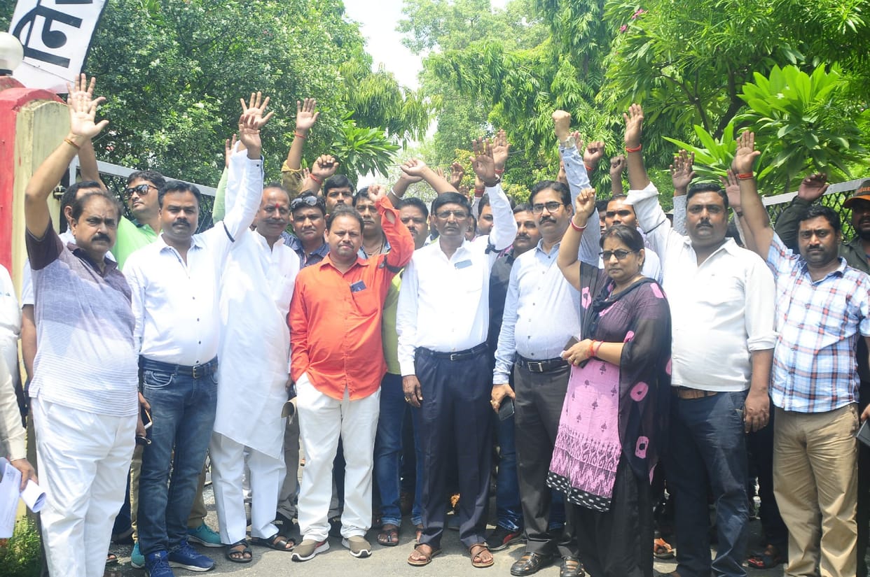 Demonstrating protest against the murder of the gas agency manager