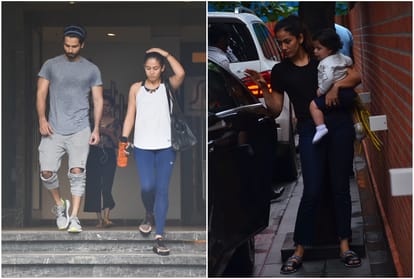 Shahid and Mira visit construction site of their new house pose for a picture