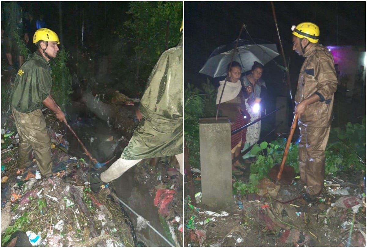 SDRF rescued family from house in Indira Colony of Almora, water-logged and heavy rainfall
