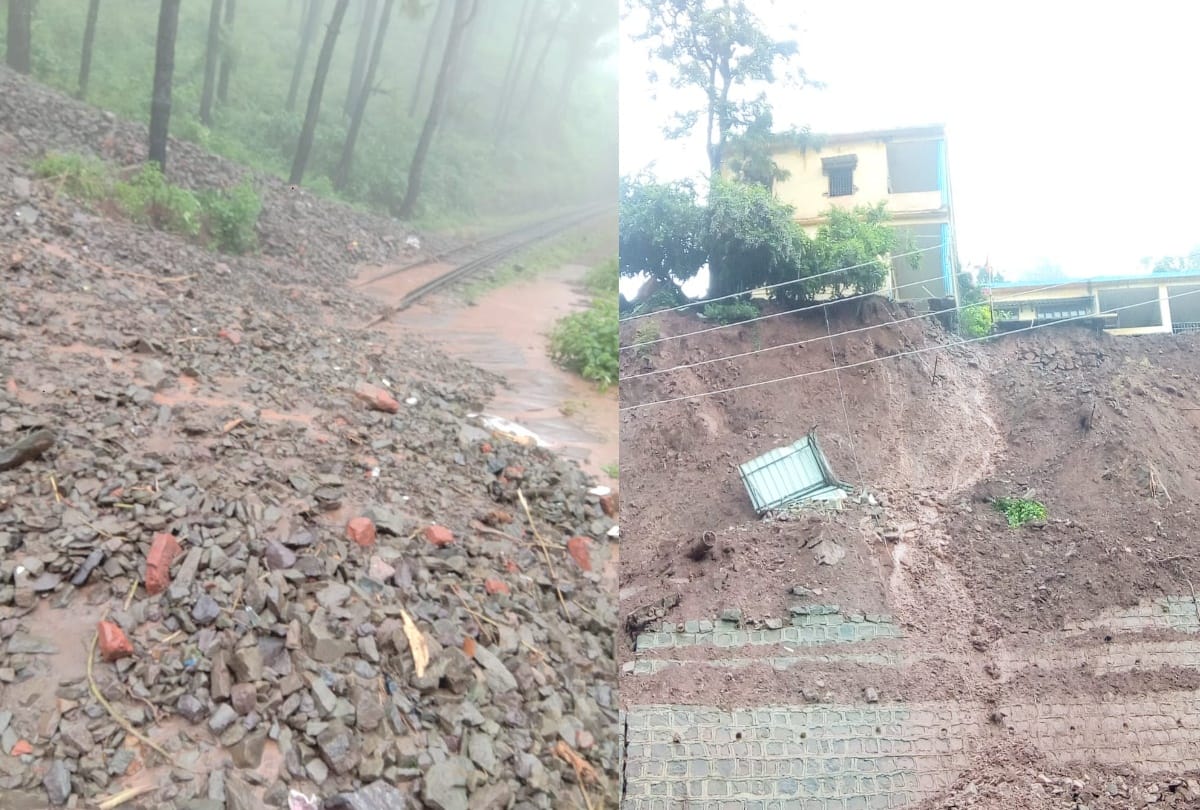 landslide on kalka shimla nh and rail line suspended for two and half hours
