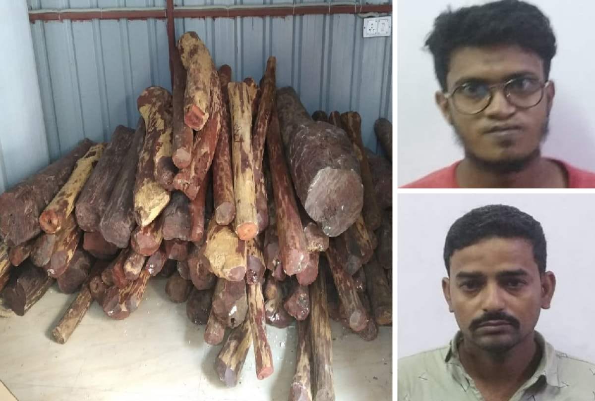 two sandalwood smugglers arrested brought from chennai in tempo
