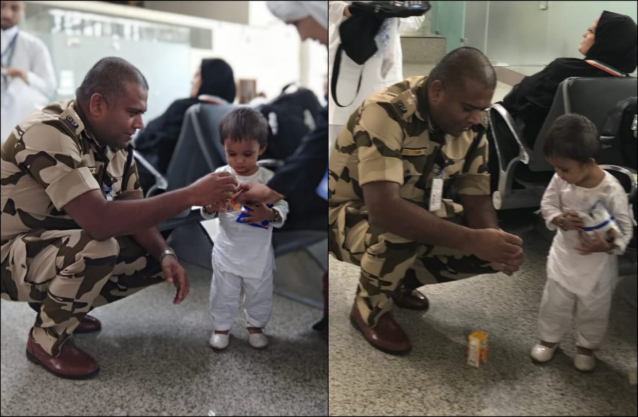 Little Haj passenger reach varanasi airport CISF Commandant show love her