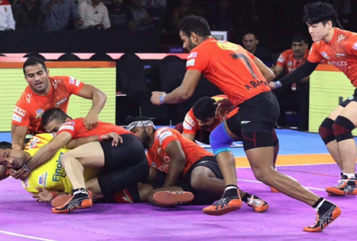 U mumba defeated gujarat fortunegiants and telugu titans and up yodhha match tie