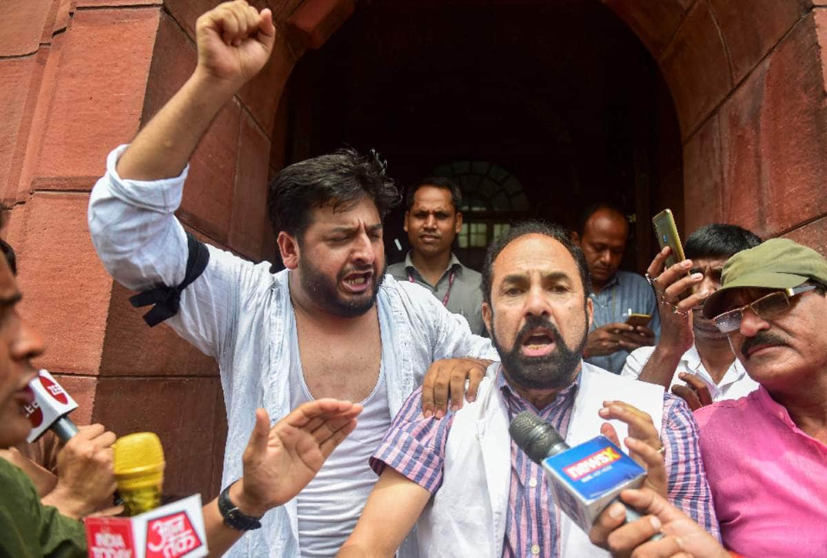 article 370 revoke to tearing of constitution and kurta outside rajya sabha full day in pictures