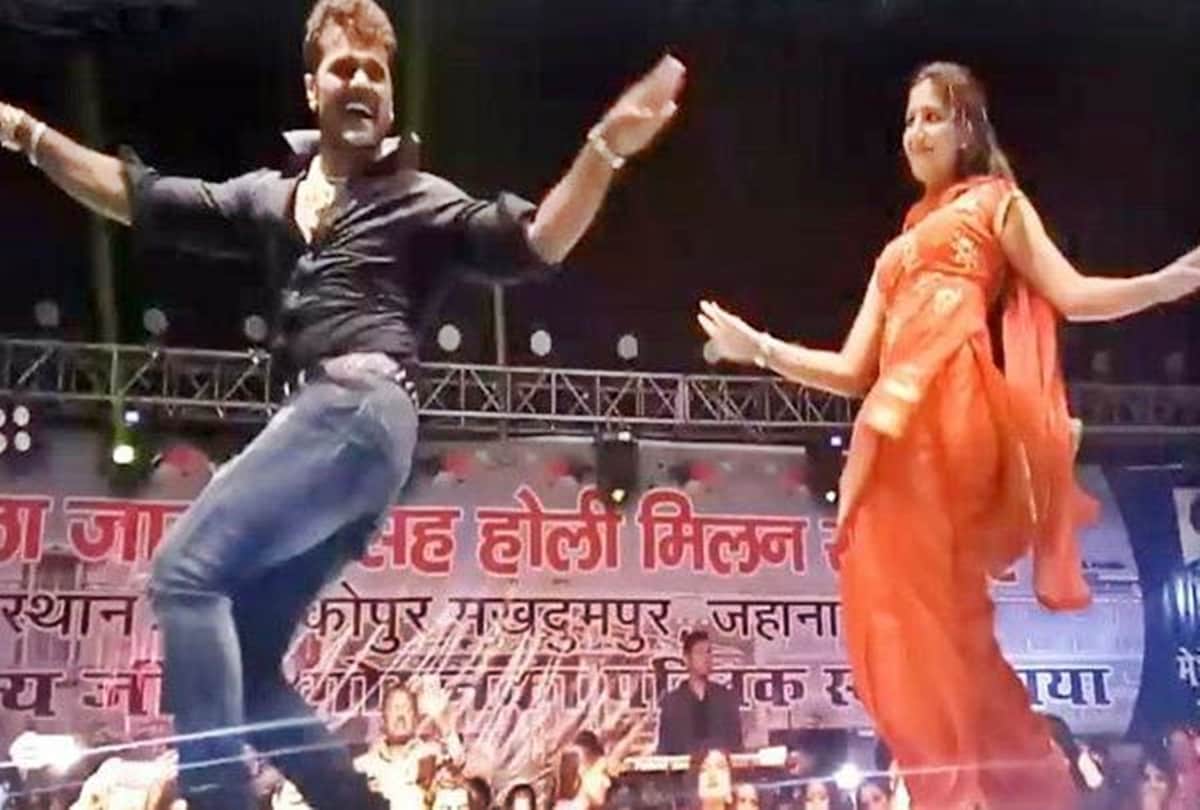 Khesari Lal Yadav said Love You to Sapna Choudhary in Stage Dance Video