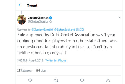 twitter war between gautam gambhir and chetan chauhan