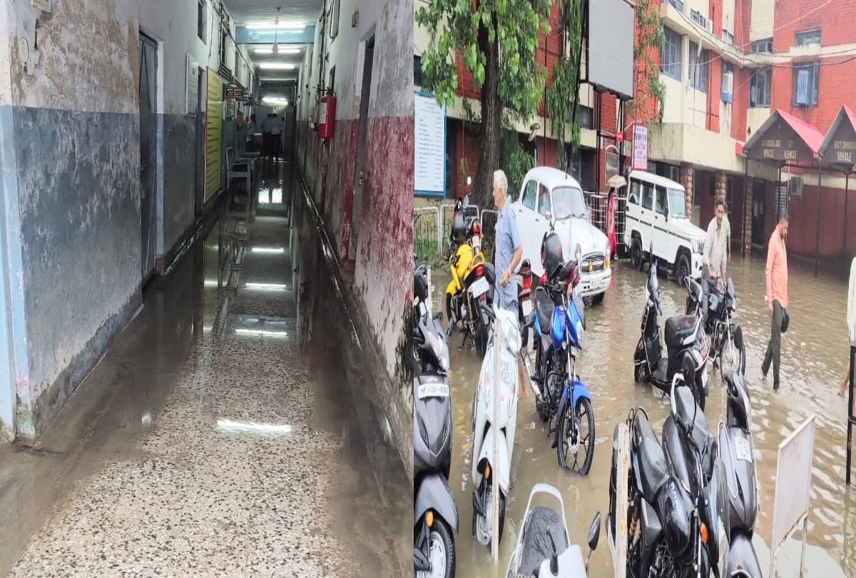 water logging in mini secretariat una after heavy rainfall