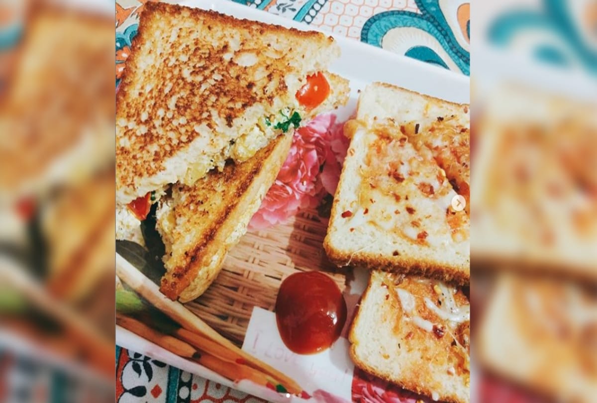 easy and quick snack with tea make dahi sandwich