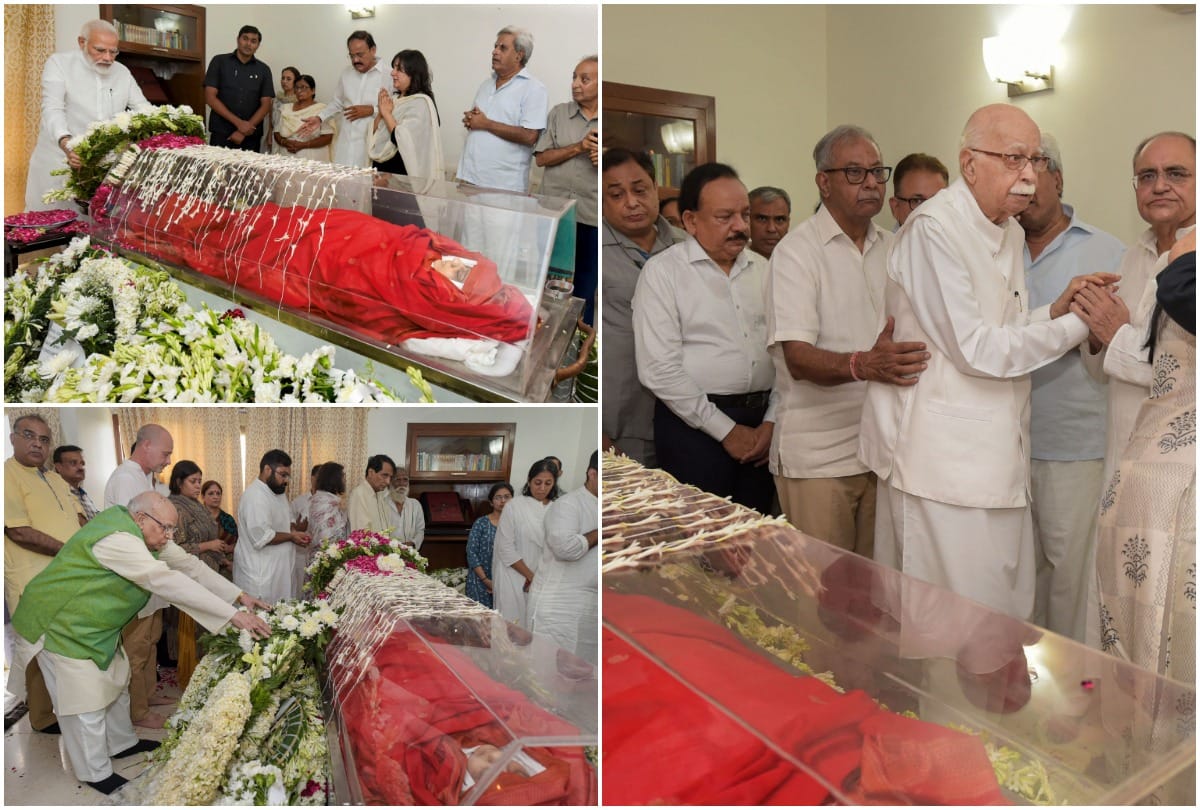 Sushma Swaraj cremation last rites lodhi road BJP office