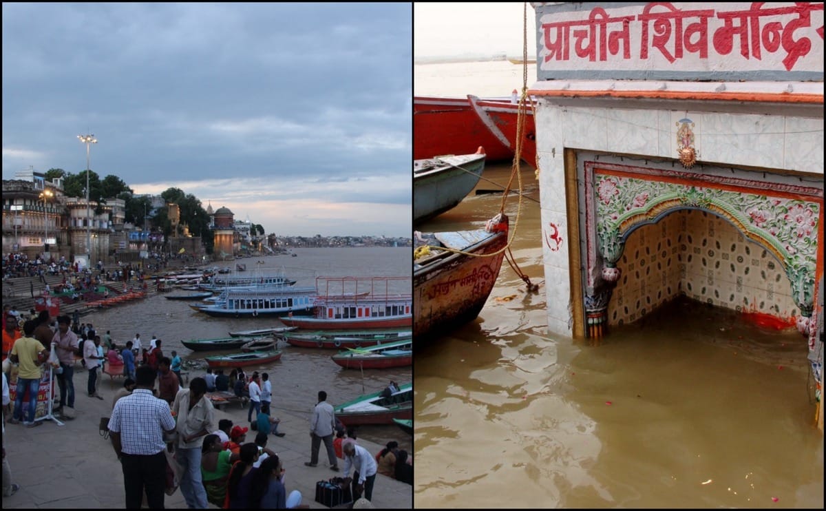 water full fill in many temple due to water level increase in ganga ghat after rain varanasi kashi