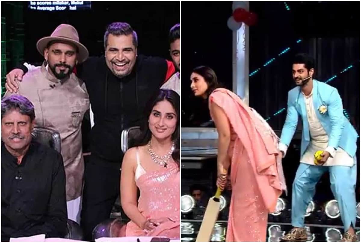 Kareena kapoor Khan Playing Cricket in saree with kapil Dev at Dance India Dance