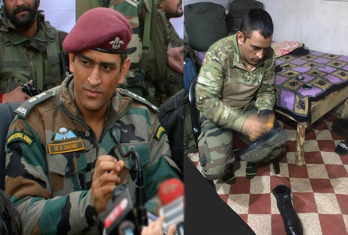 mahendra singh dhoni returned after 15 days army training from kashmir, photos of ms dhoni kashmir