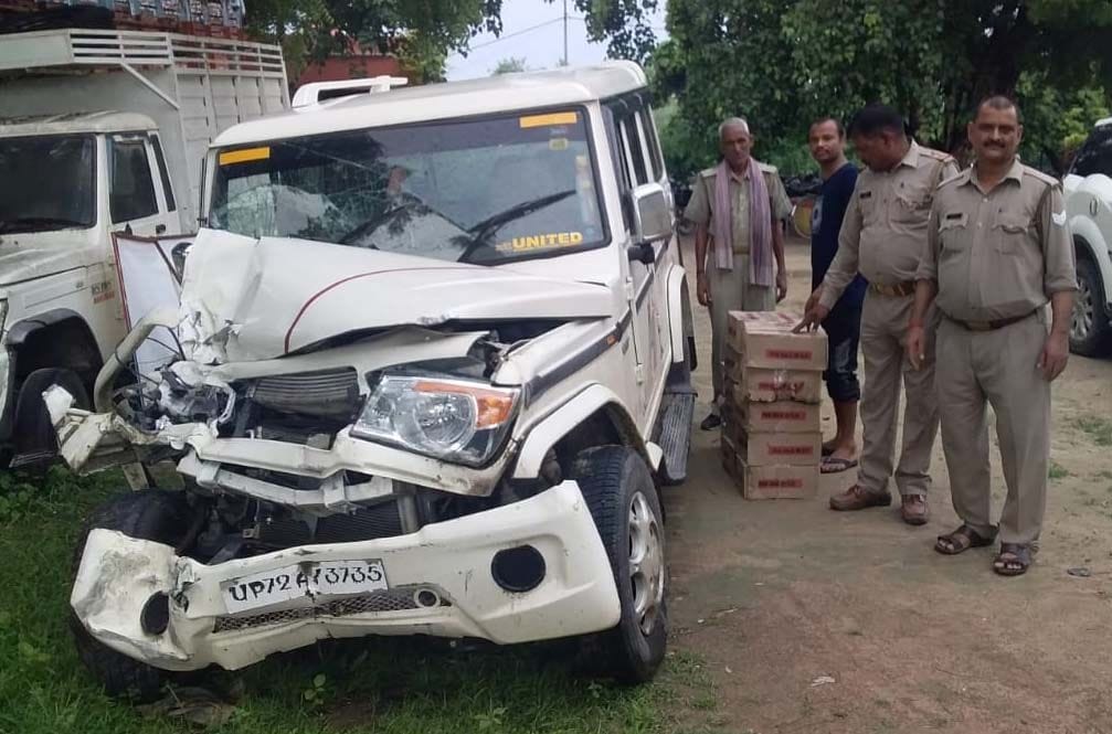 Booler loaded with booze collided with school bus