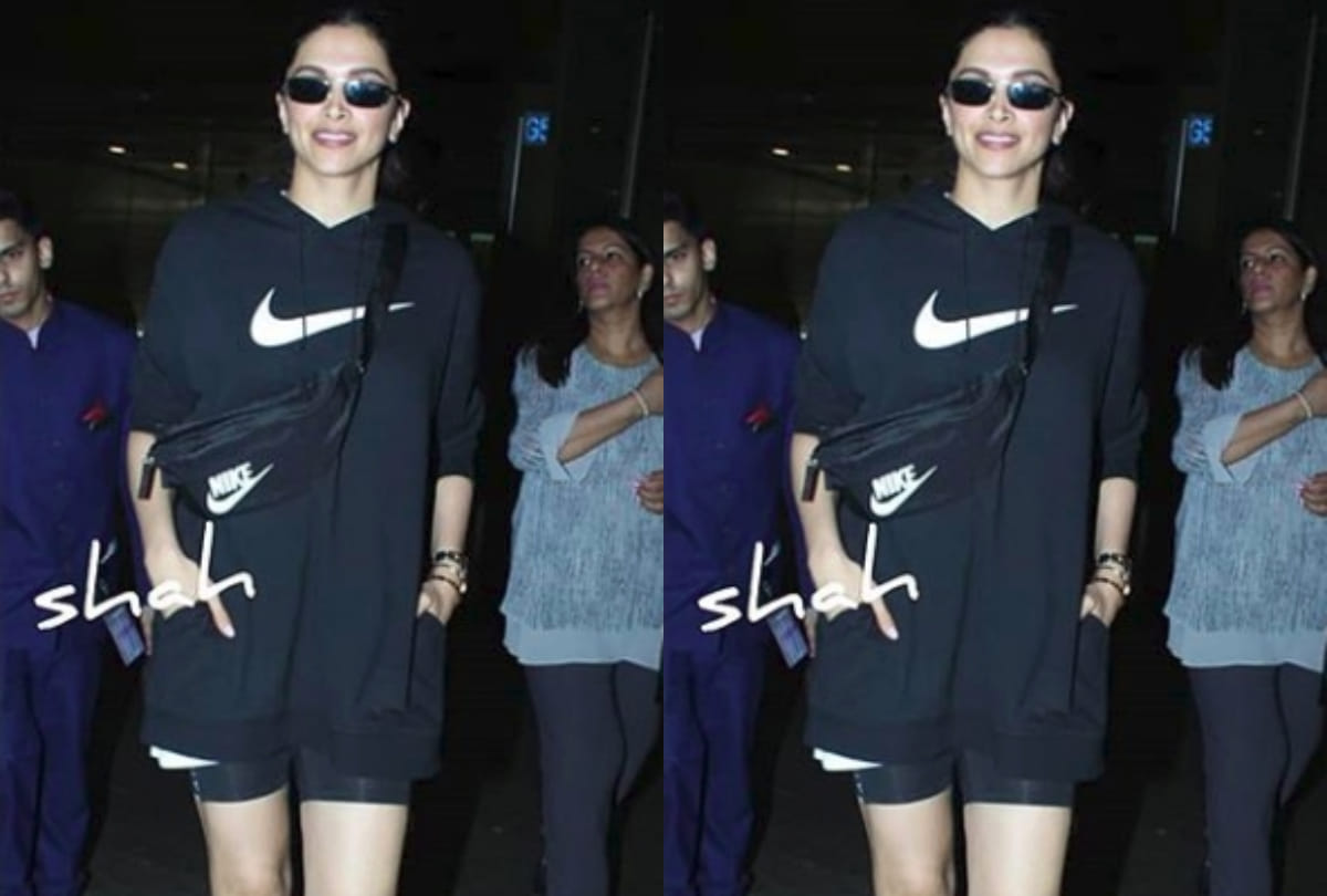 deepika padukone recent airport look in athleisure nike sweatshirt slay