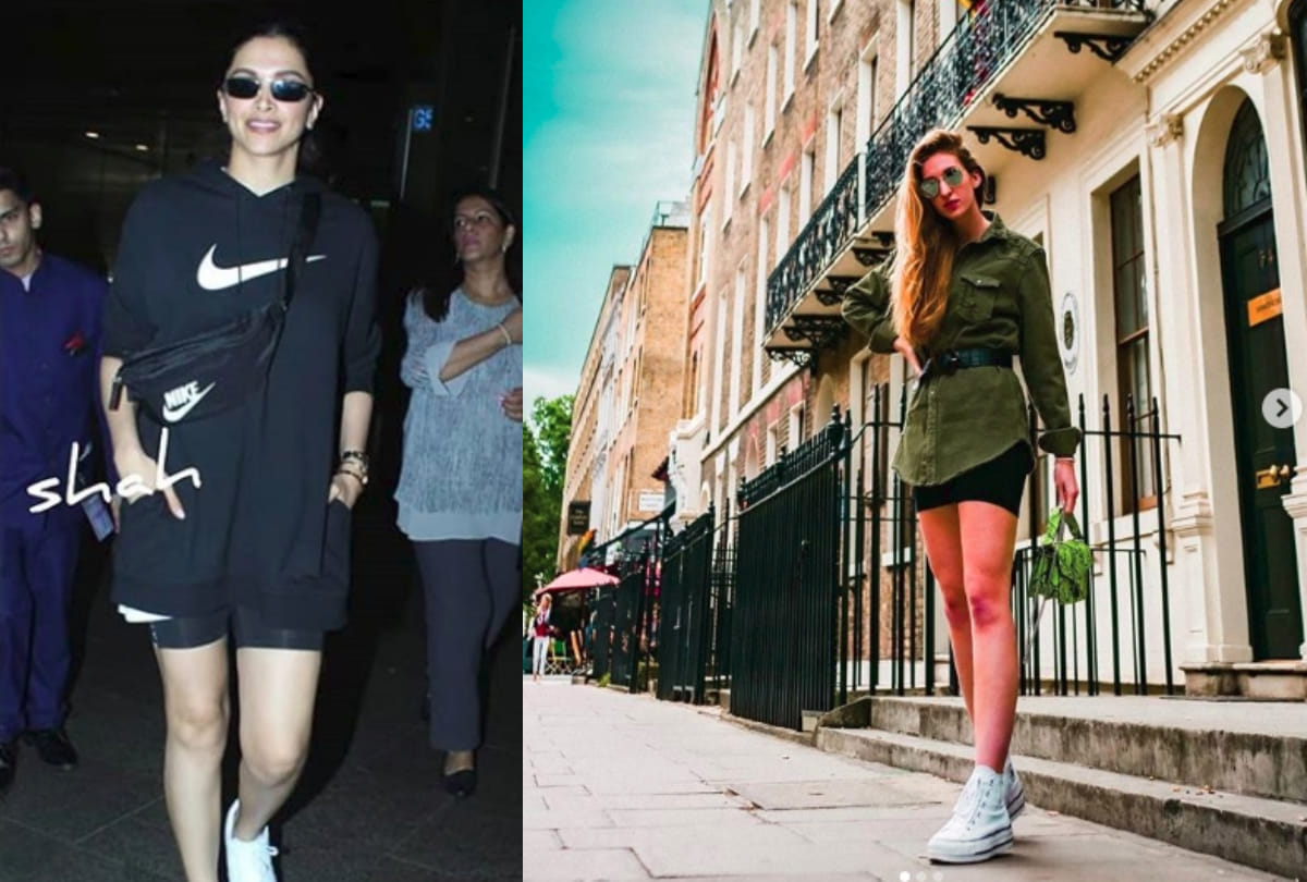 deepika padukone recent airport look in athleisure nike sweatshirt slay