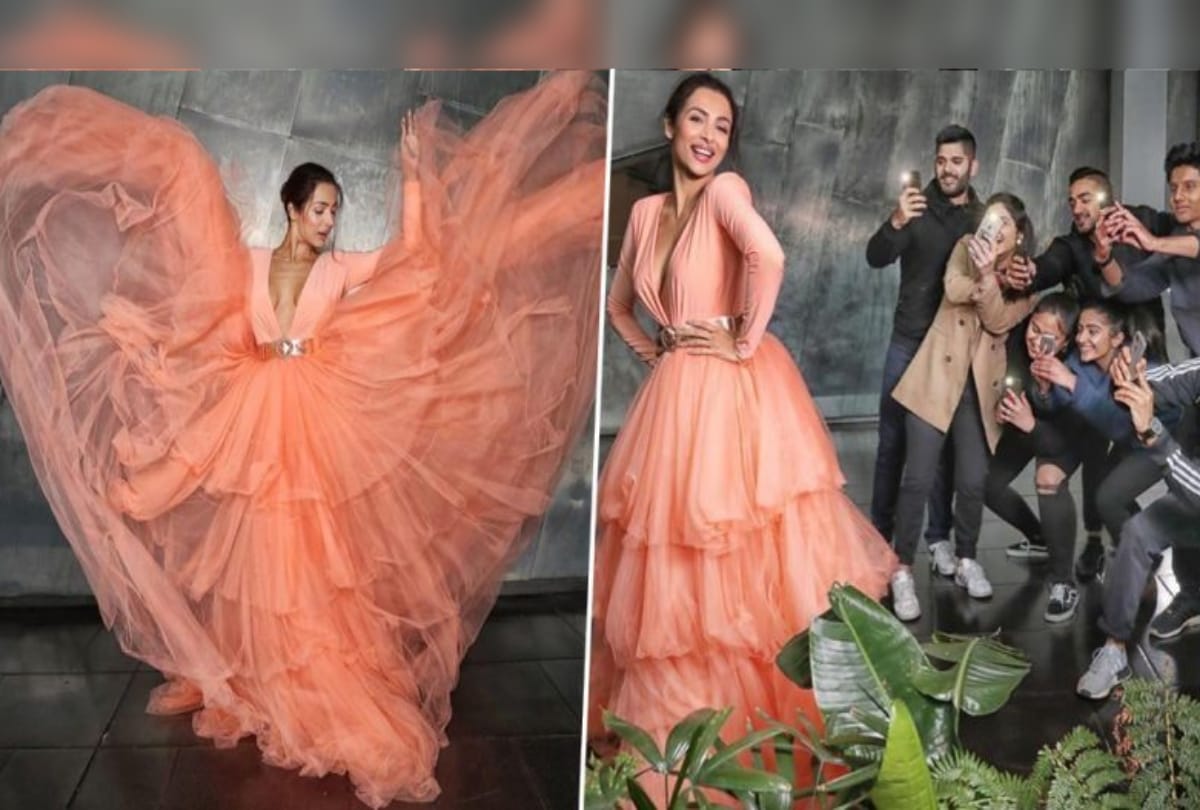 Malaika Arora looks stunning in peach Jason Grech Gown at the Indian Film Festival in Melbourne