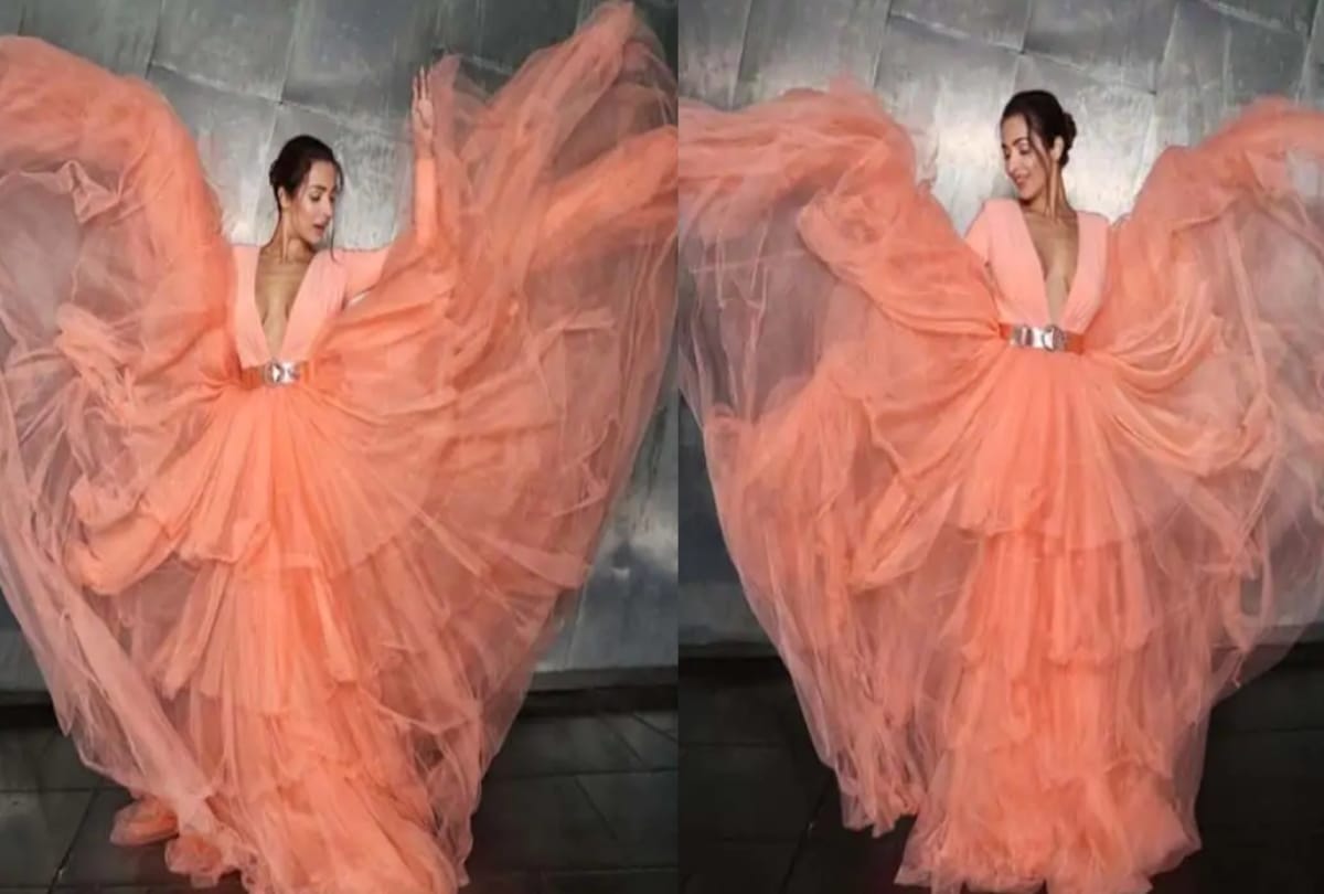 Malaika Arora looks stunning in peach Jason Grech Gown at the Indian Film Festival in Melbourne