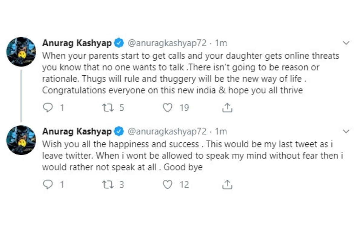 Anurag Kashyap quits Twitter citing threats to HIS parents and daughter