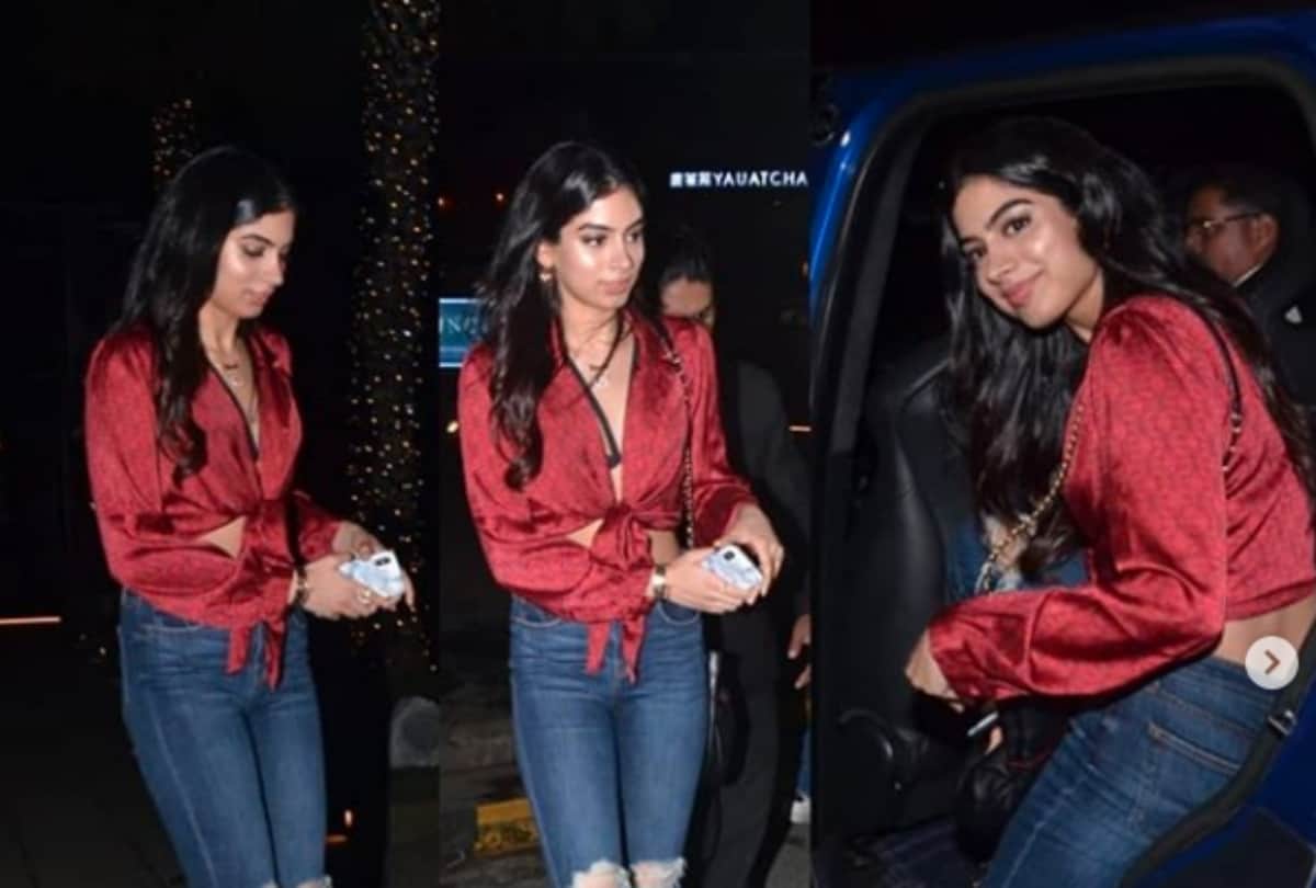 Khushi Kapoor looks stunningly stylish in this beige bodycon dress